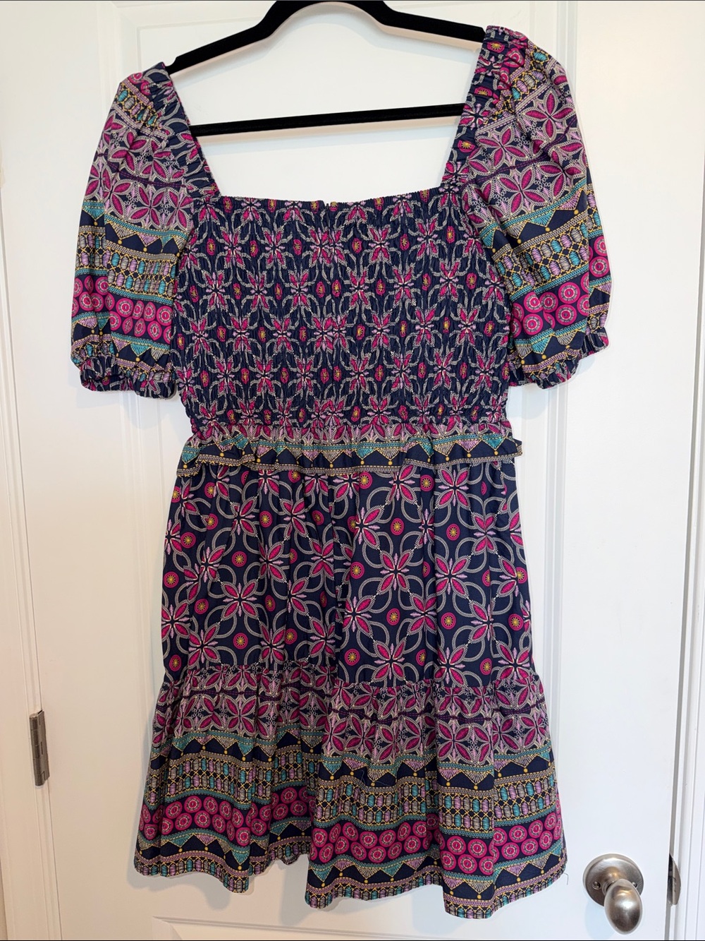 o.p.t Floral Printed Navy and Pink Short Dress - Picture 6 of 10